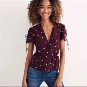 Madewell Burgundy Silk Star Mix Top